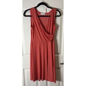 Gilli Wrap Style Midi Red Polka Dot Dress Med